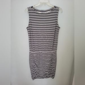 Athleta Striped Blue Tulip Ruched‎ Casual Dress Sleeveless Size Medium